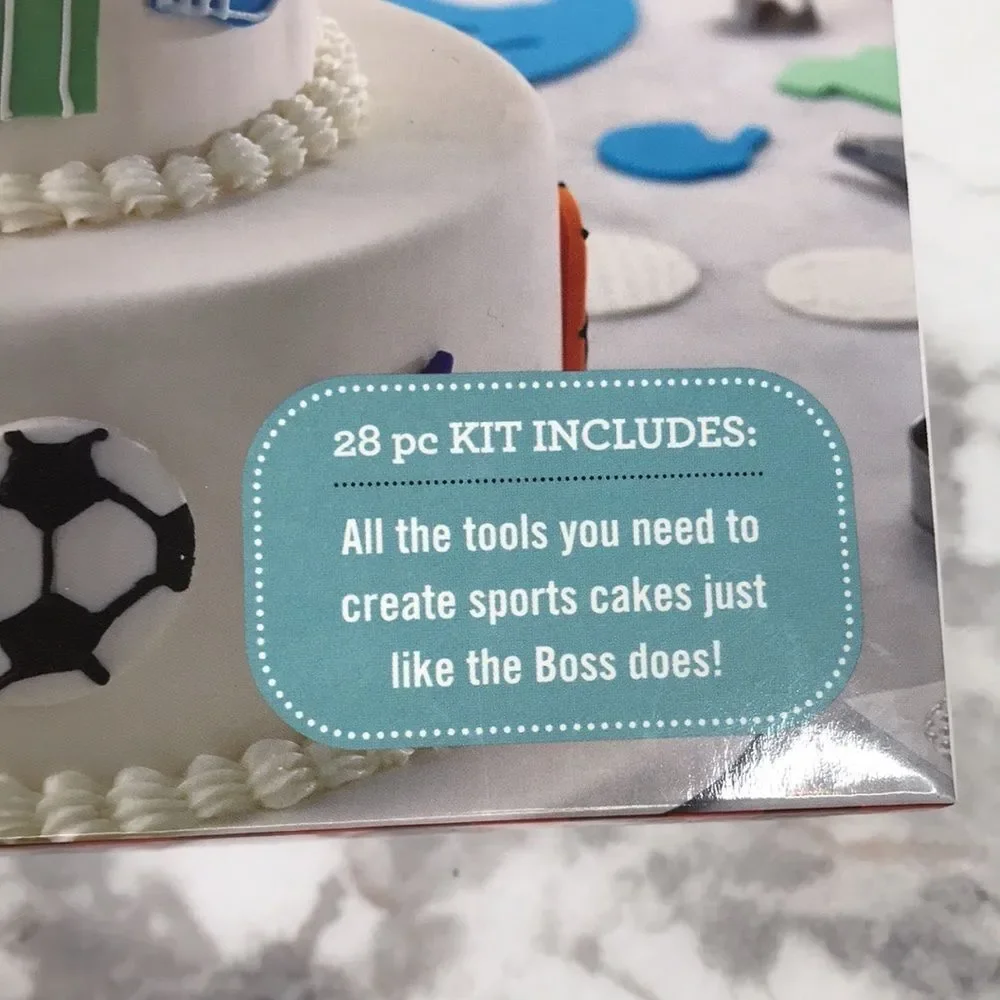 NIB Cake Boss Sports Cake Decorating Kit 28pc Baking Tools Set Football Baseball